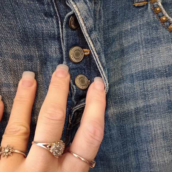 Studded Blue Denim Shorts - Picture 6 of 13